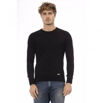Baldinini Trend Black Wool Crew Neck Sweater - IT48 | M, Round-neck Knitwear, Male, Black