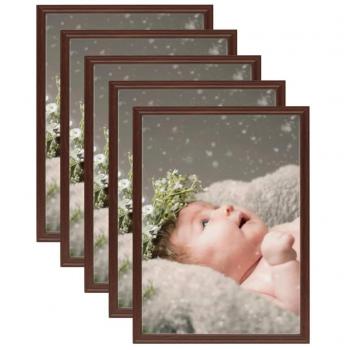 Marco de Foto Collage de Pared/Mesa MDF 13x18 cm - Set de 5 unidades en colores Blanco y Rojo, Decoración