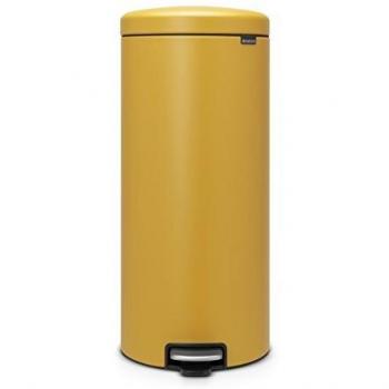 Brabantia NewIcon Cubo de basura de pedal de 30 litros, Acero Inoxidable, Mineral Mustard Yellow