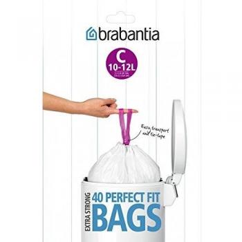 Brabantia Dispensador Bolsas de Basura, Blanco, 10-12 L