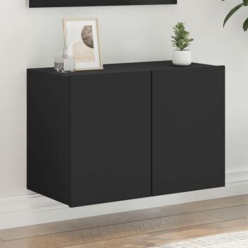 Mueble para TV de pared con estante y compartimentos, color negro, 60x30x41 cm