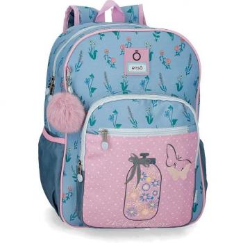 Mochila Escolar Enso We Love Flowers con diseño floral y bolsillos laterales