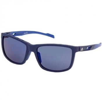 Adidas Sport Blue Mirror Sunglasses with Gold Frame, Matte Blue, Size 60 MM