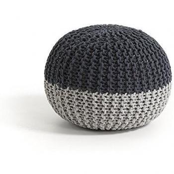Kave Home - Puf Arnot gris redondo Ø 50 cm con funda de punto 100% algodón