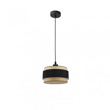 Lámpara Colgante Cilíndrica Kandy 1xe27 Natural/Negro 30x30 cm
