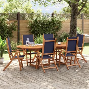 Sillas de jardín plegables 6 uds madera maciza acacia textileno Marrón
