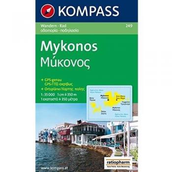 Mapa Turístico de Mykonos 1:35,000 - KOMPASS 249 con GPS y formato digital