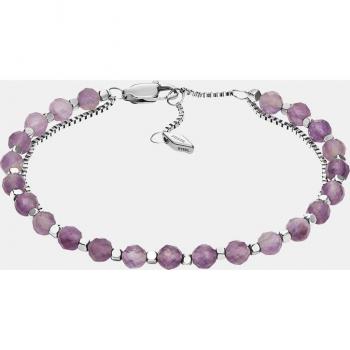 Fossil - Pulsera de acero con amatista y detalles en filigrana