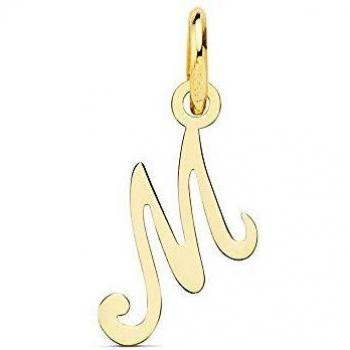 Colgante oro 18k letra inglesa M mayúscula 10mm. lisa calada