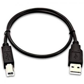 Cable USB V7 de 0,5m - Conector A (Macho) a B (Macho) - Versión 1.0 - Velocidad de Transferencia 480 Mbit/s - Color Negro