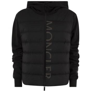 Moncler Women's Black Down-Filled Zip Hoodie Size L