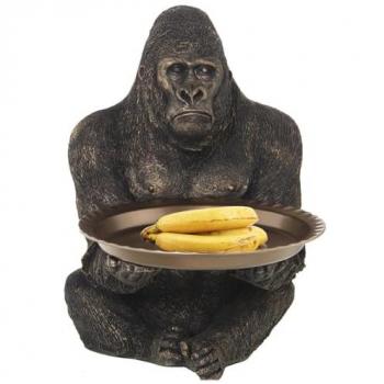 Figura Decorativa Gorila Dorado Plástico 38 x 55 x 47 cm Bandeja Alexandra House Living