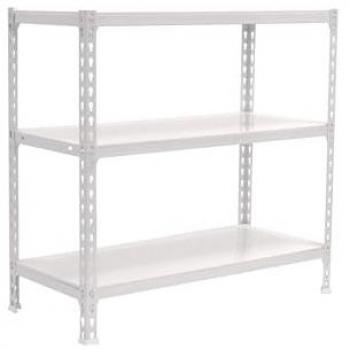 Estantería Metálica de Almacenaje SimonRack, 900x800x300 mm, 3 Baldas Ajustables, Soporta 180 kg de Punto Flexión por balda, Sin Tornillos, Color Blanco