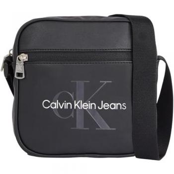Calvin Klein Jeans Monogram Soft Square Messenger Bag for Men, Black, One Size