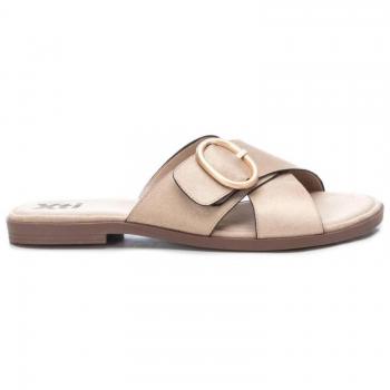 Sandalia Plana Xti Mujer Antelina Amarillo Cómodo Vegano 141355 Taupe