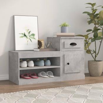 Mueble zapatero de madera contrachapada 100x42x60 cm en color blanco, gris hormigón y gris sonoma