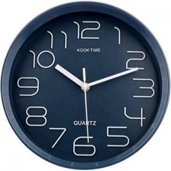 KOOK TIME Reloj Pared Redondo Moderno para Cocina o Salon con segundero Continuo silencioso, plástico y Cristal,