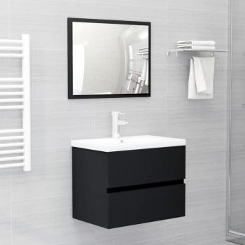 Conjunto de muebles de baño negro en Aglomerado - Muebles de baño fabricados en madera de ingeniería negra, incluye lavabo y almacenamiento, diseño moderno y elegante, fácil instalación