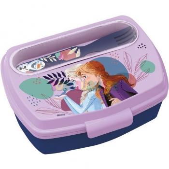 Caja sandwichera con cubiertos Frozen - Ideal para llevar tus comidas de forma segura y divertida