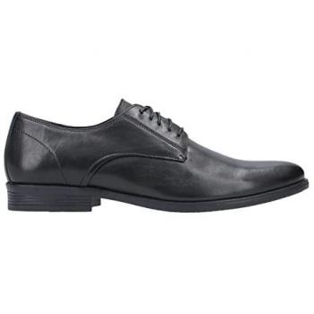 Hush Puppies Men's Oscar Clean Toe Black Leather Lace-Up Oxford Shoes - Size UK 9