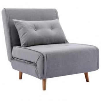 Sillón cama convertible en tela gris claro URIBIA