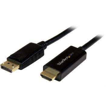 StarTech.com 3ft DisplayPort to HDMI Converter Cable - Ultra HD 4K, DP to HDMI Adapter with Built-in Cable (M/M), Black