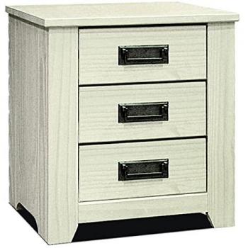 Mesita de Noche de Madera Maciza Niza con 3 Cajones en Blanco 50x45x38cm