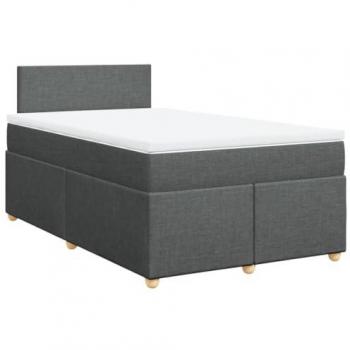 Cama box spring con colchón tela gris oscuro 120x190 cm