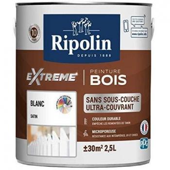 Pintura Ripolin Extreme para Madera Satinada 2,5L Blanca - Interior/Exterior, Ultra Cubriente, Resistente a Intemperies y UV, Lavable