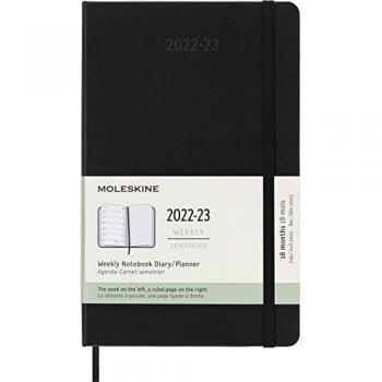 Agenda Semanal 18 Meses 2022/23 Moleskine Grande Tapa Dura Negra