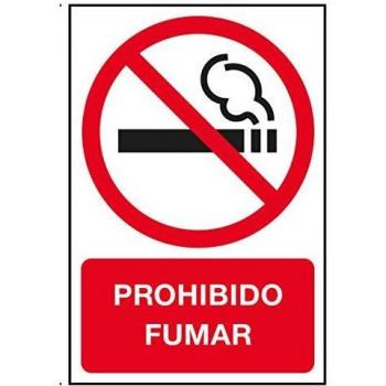 APLI 11342-Etiqueta señalización prohibido fumar con texto 2 u.