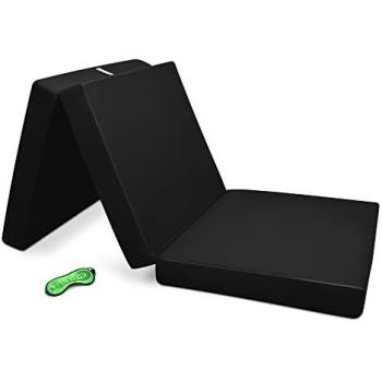 Colchón Plegable Campix Beautissu - Cómodo, Ahorra Espacio y Transpirable - 190x60x7 cm, Funda de Microfibra Negra