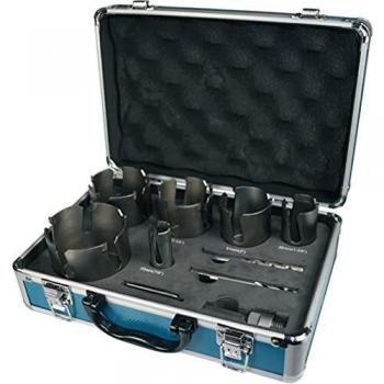 Makita 9 pc Broca cónica de Carburo de Tungsteno TCT de Corona de Flores en Carcasa de Aluminio - D-51297, diámetro 22 → 76mm, incluye husillo