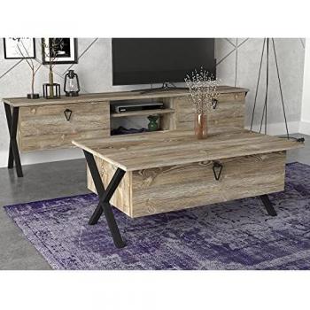 Skyedecom - Mesa baja beige para salón Zeth – Patik 804TRH2817