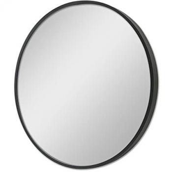 Espejo de Pared Redondo Modugno Ø 60 cm Aluminio Negro para Baño y Decoración Elegante
