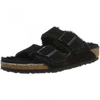 Birkenstock Arizona Black Shearling Unisex Sandals Size 39