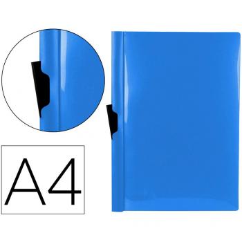 Liderpapel Carpeta Dossier con Pinza Lateral Polipropileno A4 60 Hojas Azul Translúcido Pinza Deslizante