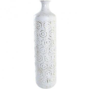 Jarrón metal blanco oriental de 17 x 17 x 66 cm