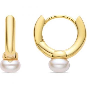 Pendientes Luxenter Uldi y Basic, acabados en oro de 18K con perla blanca