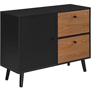 Cómoda Gislaved 62,5 x 80 x 30 cm Madera Maciza Negro Efecto Tono Oscuro Máx. 20 kg con Puertas