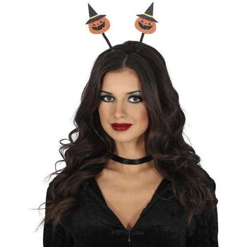 Diadema de Calabazas con Gorro Guirca - Diadema decorativa para Halloween, incluye gorro de calabaza, diseño festivo y colorido, ideal para fiestas temáticas y disfraces