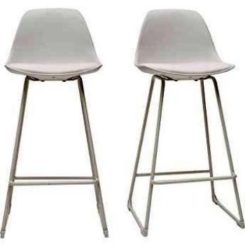 Set de 2 taburetes de bar modernos blancos con patas de metal 65 cm FRANZ