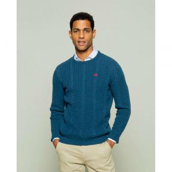 Jersey Scotta ochos azul verdoso de lana para hombre