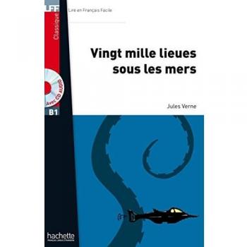 20000 LIEUES SOUS LES MERS + CD - Libro de aventuras, autor Jules Verne, edición con audio CD incluido, tapa blanda, 400 páginas, ilustraciones a color