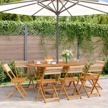 Sillas de jardín plegables 8 piezas de madera de acacia maciza beige