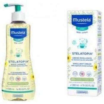 Mustela Stelatopia Set de Cuidado para Piel Atópica: Aceite Lavante 500ml y Crema Facial 40ml