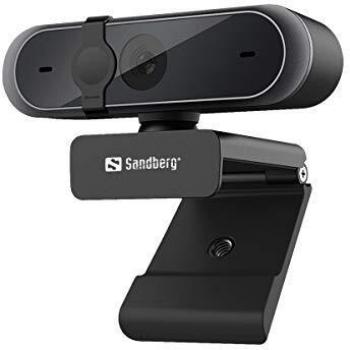 Sandberg USB Pro Webcam with 5MP, Omni-directional Mics, HD Video Calling, Autofocus & Light Correction, and 80° Viewing Angle