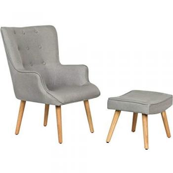 Sillón escandinavo en tela Odense - 73 x 81 x 92,5 cm - Gris claro