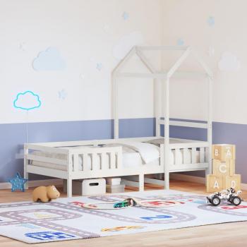 Estructura de cama con techo de madera de pino blanca 75x190 cm, muebles de dormitorio, somier de cama, armazón de cama de madera maciza