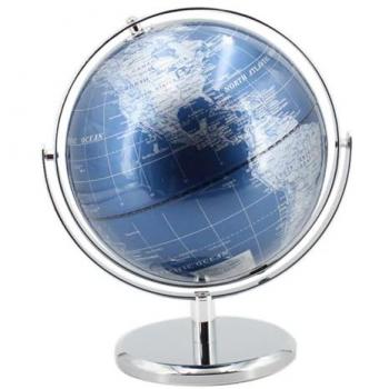 Globo Terráqueo Decorativo Azul Redondo - 27x24x20cm